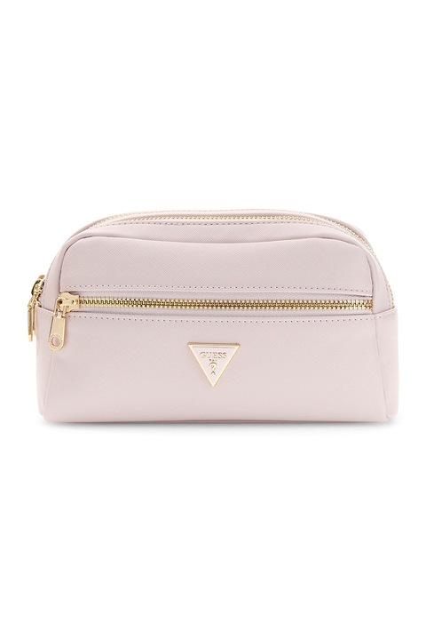 GUESS, Etui din piele ecologica cu fermoar, Roz pal