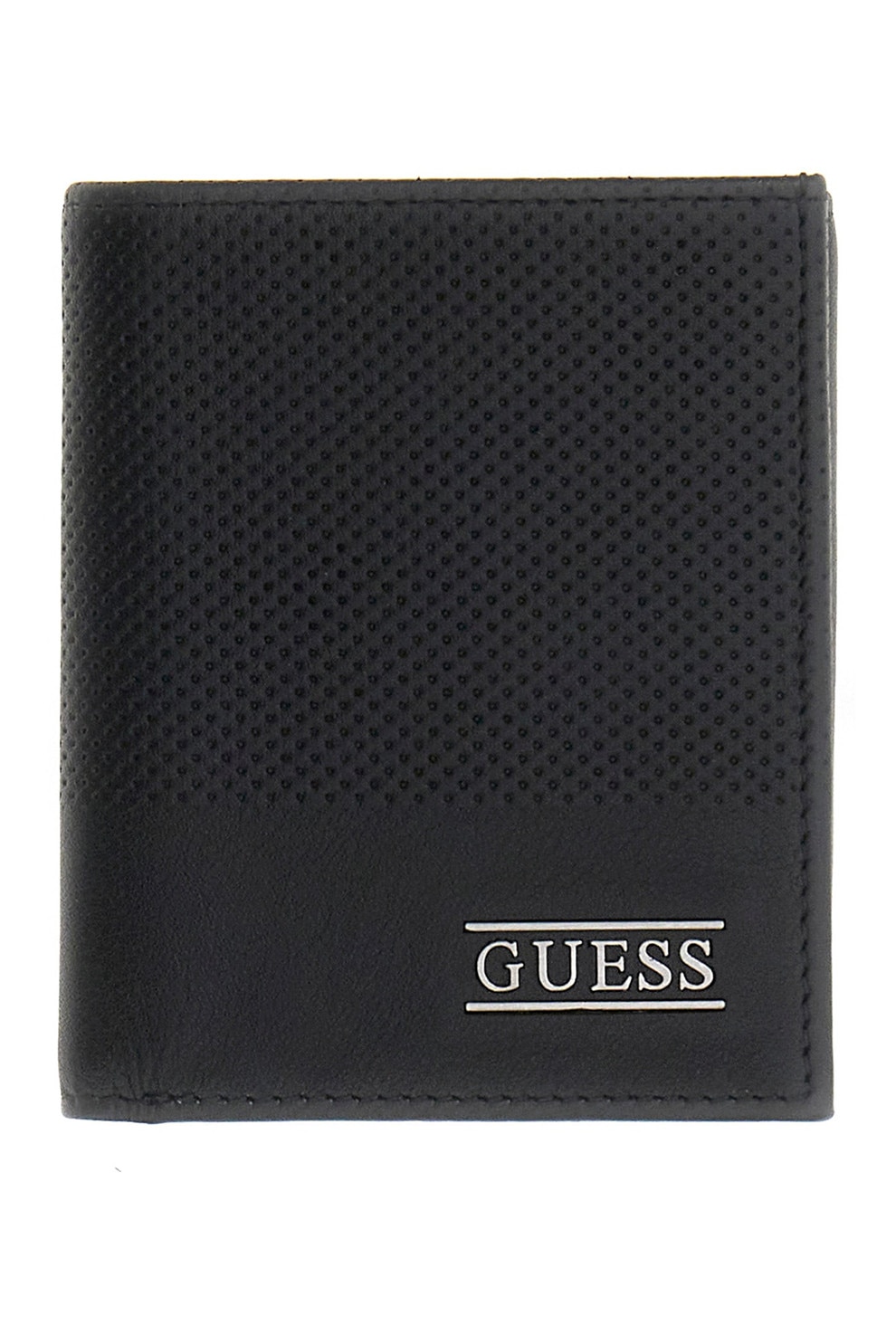 GUESS, Portofel pliabil cu detaliu logo Boston, Negru