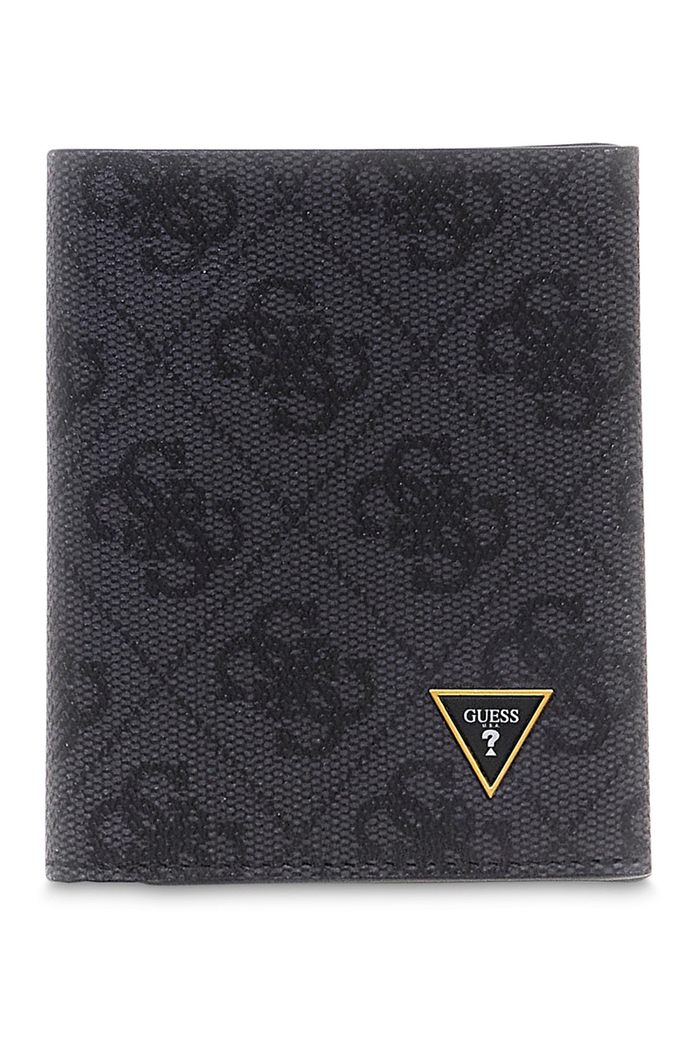 GUESS, Portofel din piele cu model monograma Milano, Gri carbune