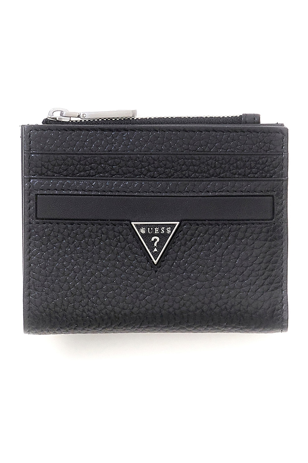 GUESS, Portofel din piele cu aspect granulat Monaco, Negru stins