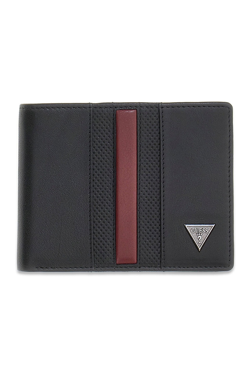 GUESS, Portofel pliabil din piele cu garnitura contrastanta Torino, Negru