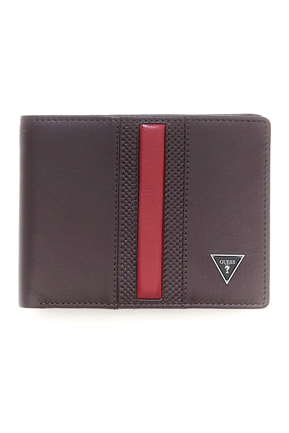 GUESS, Portofel pliabil din piele cu garnitura contrastanta Torino, Maro cognac