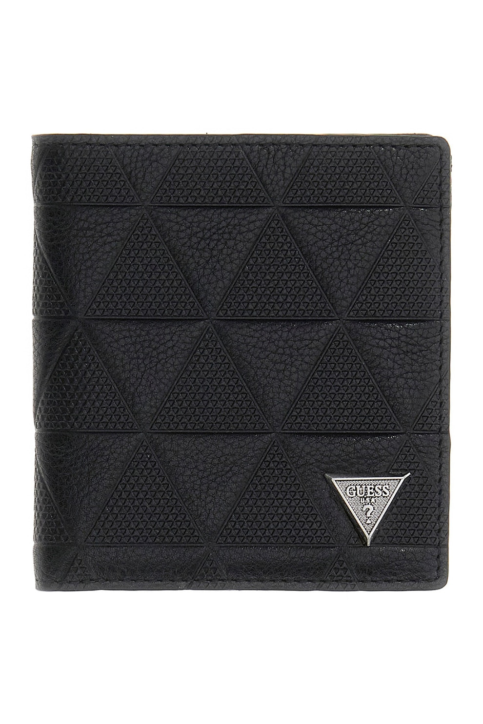 GUESS, Portofel din piele cu model geometric Torino, Negru
