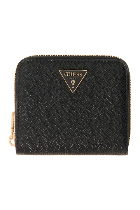 GUESS, Portofel din piele ecologica cu logo Isobel, Negru