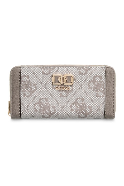GUESS, Portofel de piele ecologica cu monograma Karnilla, Maro taupe deschis
