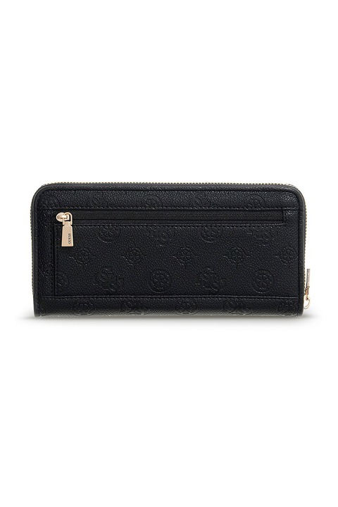 GUESS, Portofel de piele ecologica cu bareta pentru incheietura Anise, Negru