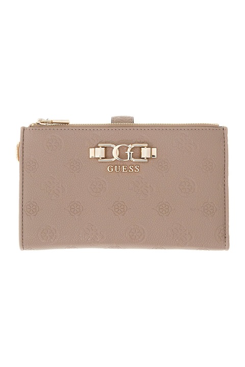 GUESS, Portofel de piele ecologica cu bareta pentru incheietura Anise, Maro deschis