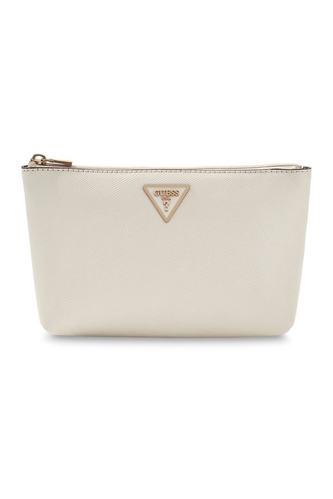 GUESS, Laurel II cipzáros műbőr kistáska levehető csuklópánttal, Csontszín