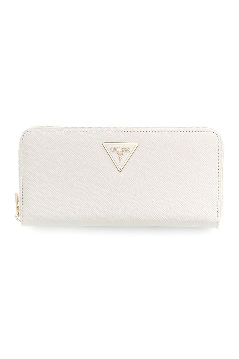 GUESS, Portofel de piele ecologica cu bareta pentru incheietura Laureldwqfwdq, Alb fildes