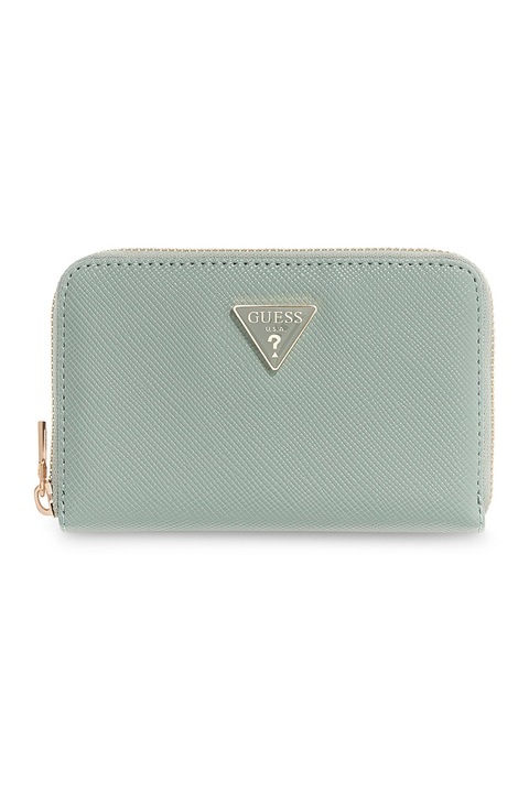 GUESS, Portofel de piele ecologica cu logo Serenova, Verde persan