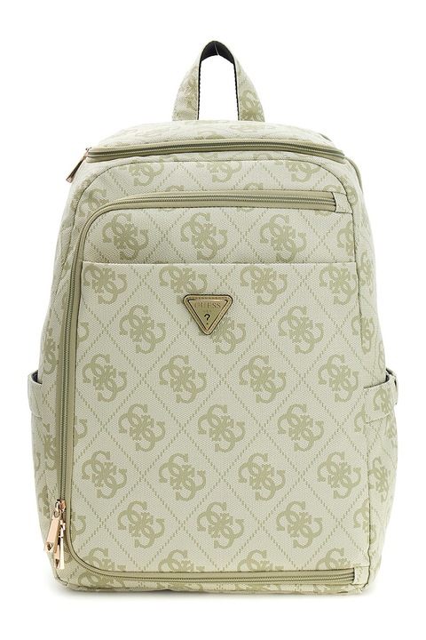 GUESS, Rucsac de piele ecologica cu logo Berta, Verde pal