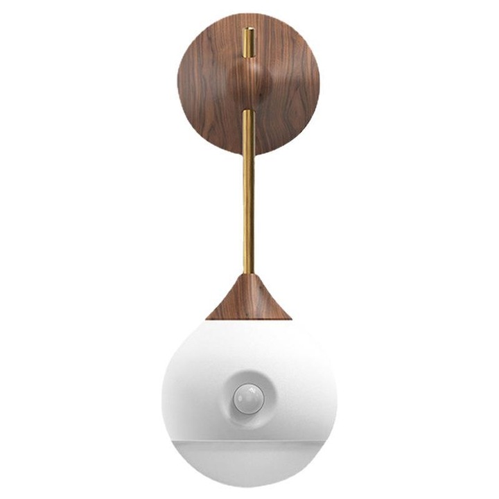 Lampa de noapte cu senzor de miscare si lumina, design magnetic, 6 LED-uri calde, incarcabila, 20 ore autonomie, set