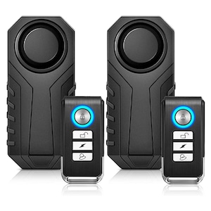 Set 2 Alarma Anti Furt pentru Biciclete si Motociclete 113 db, Rqiurpn, Senzor de Vibratii Ajustabil, Impermeabila IP55, cu Telecomanda, Alarma de Cadere SOS, Sensibilitate Ajustabila, Negru