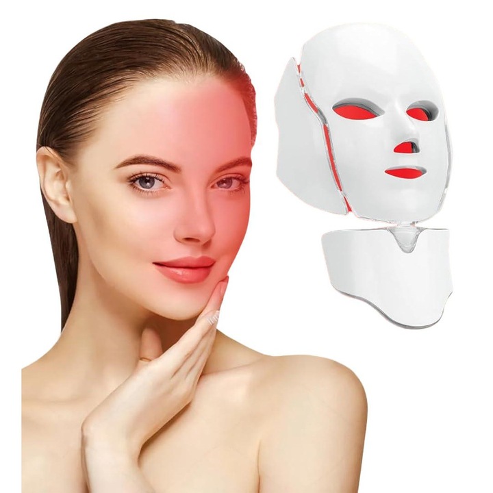 LED arcmaszk, OVERTANG, 7 szín, állítható, kényelmes használat, teljes arc- és nyakápolás