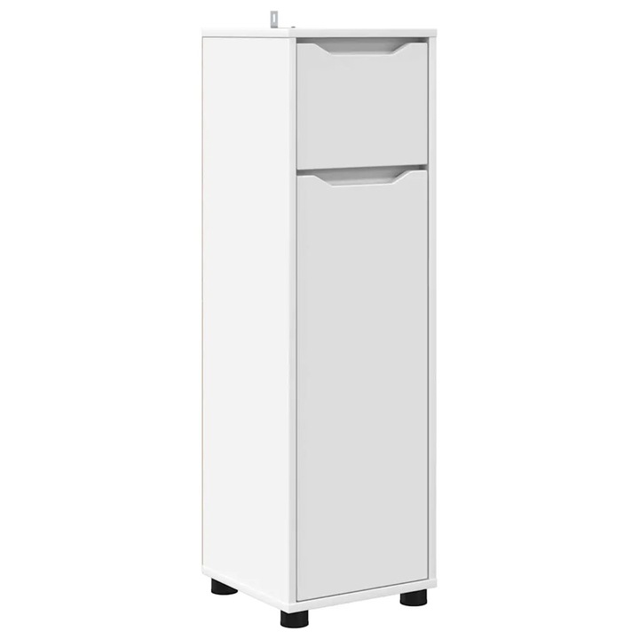 Dulap de Baie vidaXL, cu sertar Alb 30, 5 x 30 x 101 cm Lemn compozit