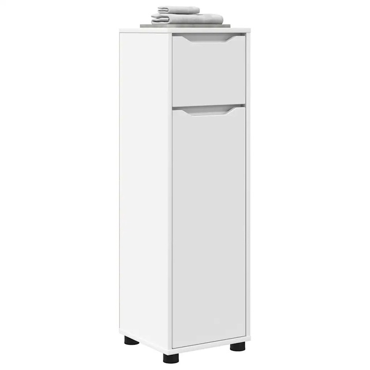 Dulap de Baie vidaXL, cu sertar Alb 30, 5 x 30 x 101 cm Lemn compozit