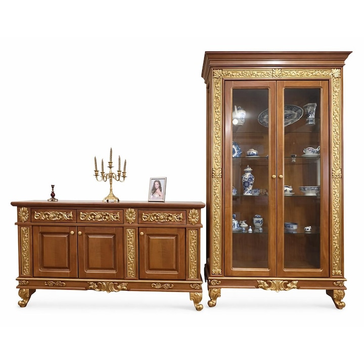 Set sufragerie Victoria, nuc, lemn masiv