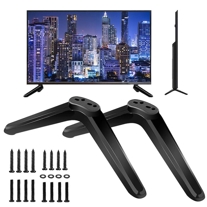 Основна стойка за телевизор, Bedee®, регулируеми крака или основи за монтаж, съвместима с повечето 32-55 инчови телевизори, включително Samsung, LG, TCL, Vizio и други популярни марки, черна
