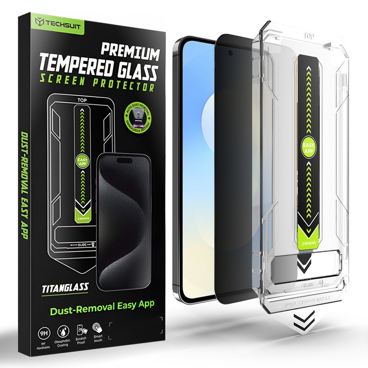 Fólia Samsung Galaxy S25 FE - Techsuit TitanGlass CrystalHD [Ujjlenyomat-feloldással kompatibilis] - Adatvédelem