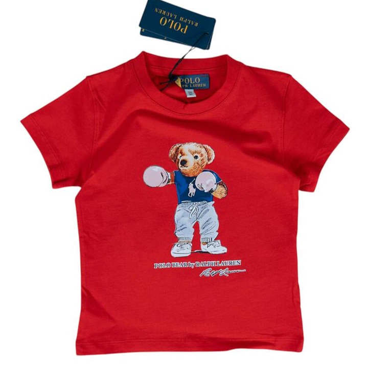 Ralph Lauren gyerek póló, sötétvörös, pamut, 140 cm-es méret