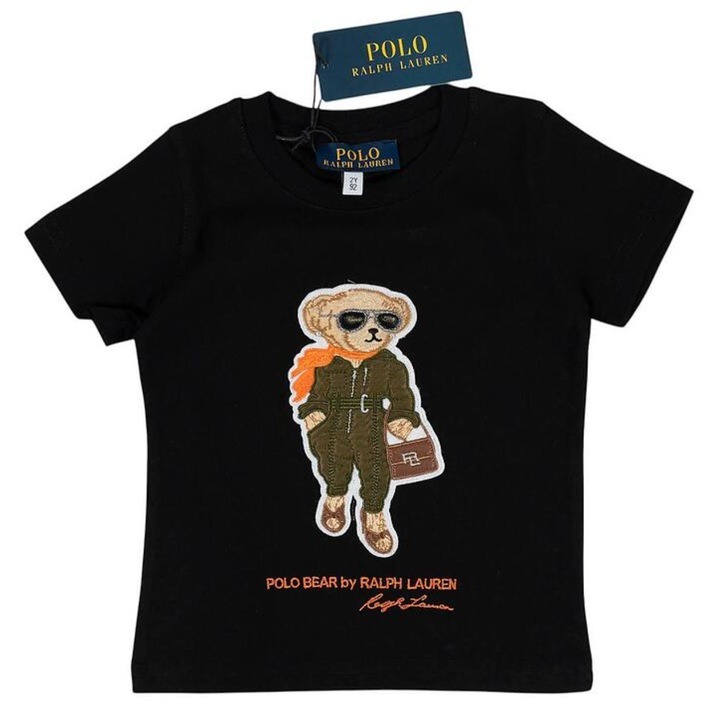 Ralph Lauren gyerek póló, fekete, pamut, 140 cm, fiú