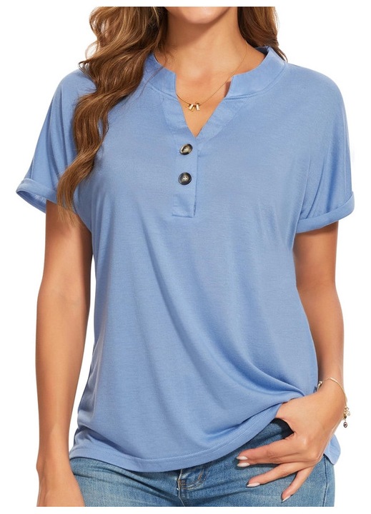 Tricou larg de vara pentru femei, albastru XL