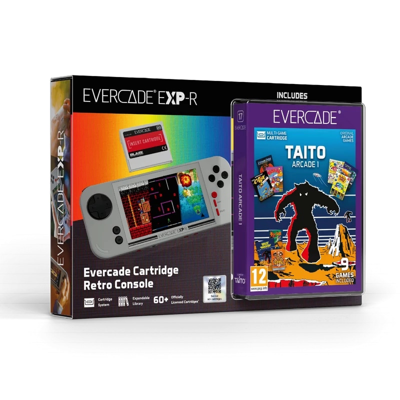 Consola de jocuri, Evercade EXP-R, 800x480 IPS, Wi-Fi, USB-C, Classic Retro Edition, Taito Arcade 1, Gri
