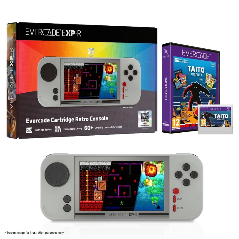 Consola de jocuri, Evercade EXP-R, 800x480 IPS, Wi-Fi, USB-C, Classic Retro Edition, Taito Arcade 1, Gri
