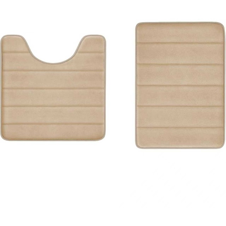 Set 2 covorase baie anti-alunecare, poliester, 80x50cm, 50x40cm, bej