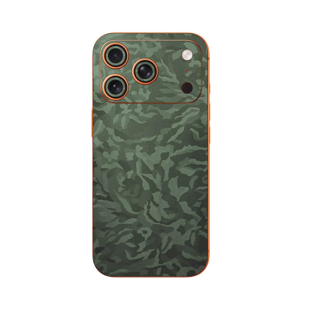 Folie iSkinz pentru Apple iPhone 17 Pro - Camo Verde Military Green Shadow, Split Cut, Skin Adeziv Full Cover, Protectie Carcasa Spate si Laterale