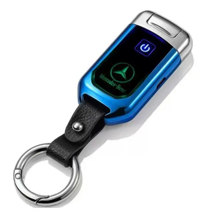 Bricheta electrica LED cu model MERCEDES, aprindere cu touch, culoare albastru