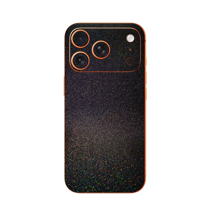 Folie iSkinz pentru Apple iPhone 17 Pro Max - Black Galactic Gold, Split Cut, Skin Adeziv Full Cover, Protectie Carcasa Spate si Laterale