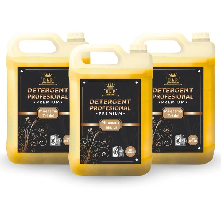 Set detergent universal Fabrica de Detergent, 3x, lichid, 300 spalari, miroase a tei