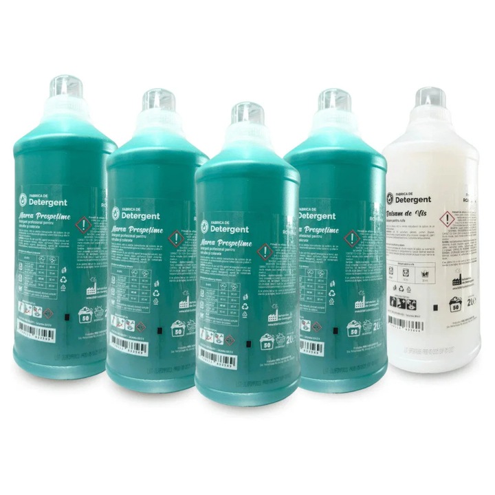 Set 4x Detergent Lichid Marea Prospetime 2L + 1x Balsam de Vis 2L, 200 spalari, universal, multicolor