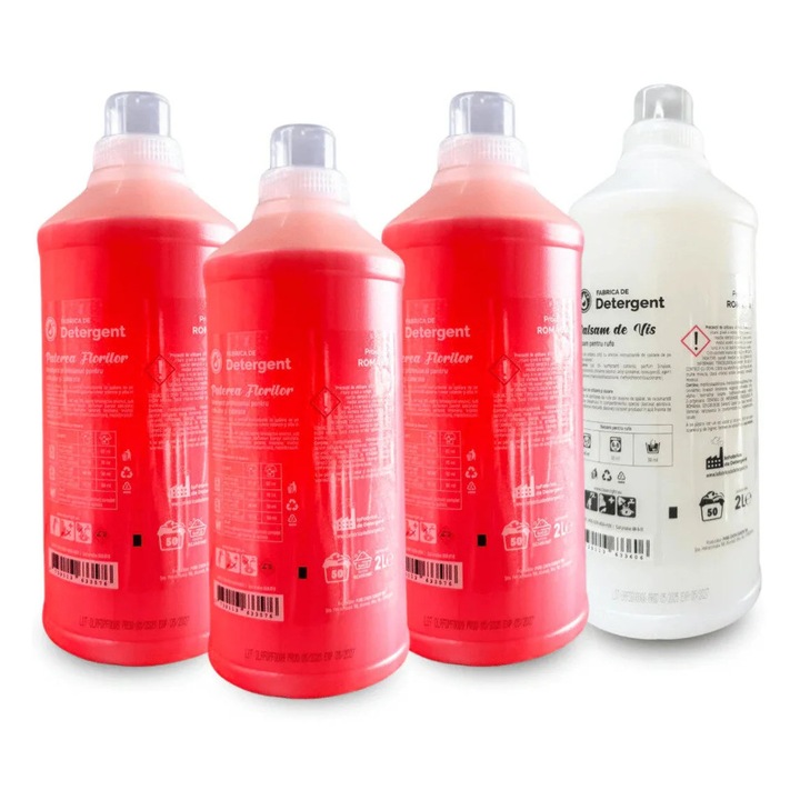 Set detergent universal Fabrica de Detergent 3x2L + balsam 2L, lichid, 150 spalari