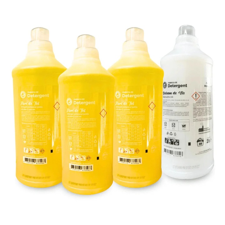 Set detergent universal 3x Flori de Tei 2L + 1x Balsam de Vis 2L, 150 spalari