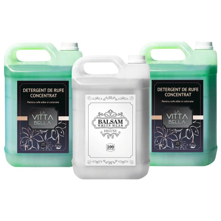 Set detergent universal, Fabrica de Detergent, 2x lichid + 1x balsam, 200 spălări, dens, pentru rufe albe și colorate