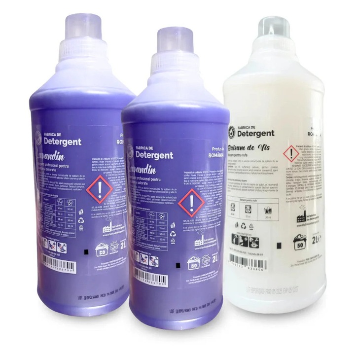 Pachet Detergent Lavandin 2L x2 + Balsam de Vis 2L, 100 spălări, lichid, universal