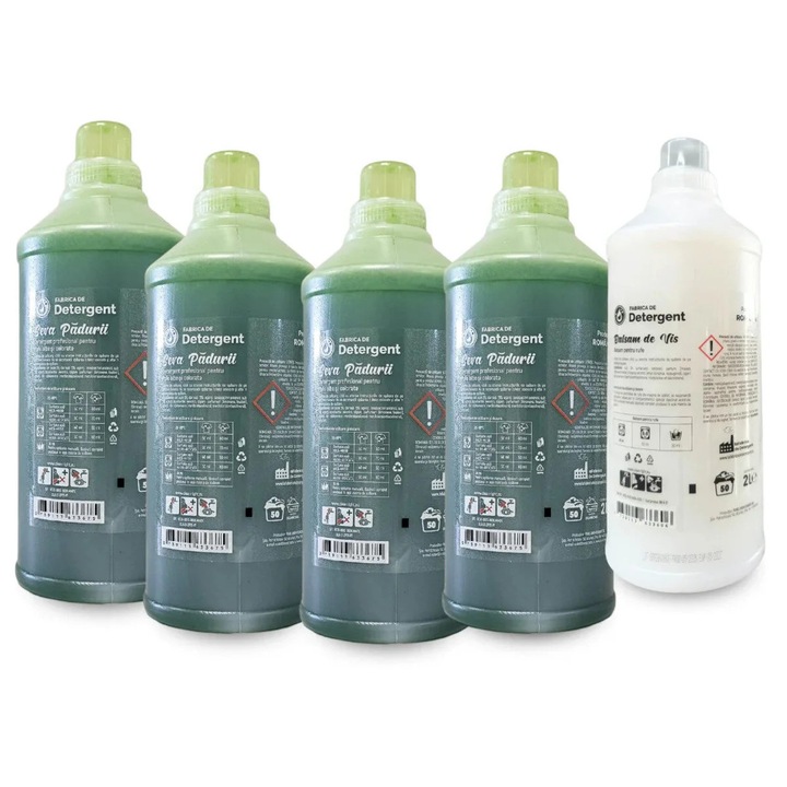 Set detergent universal 4x Seva Padurii 2L + 1x Balsam de Vis 2L, lichid, 200 spălări, Fabrica de Detergent