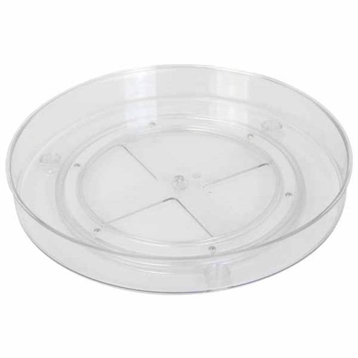 Tava rotativa pentru organizare si depozitare frigider/dulap bucatarie, Frandis, Ø27x4.5cm, plastic transparent, 303012
