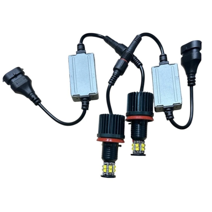 Set 2 faruri faruri BecurI cu LED Angel Eyes H8 pentru BMW E90/E91/E92/E93 – Inele Halo, Plug & Play