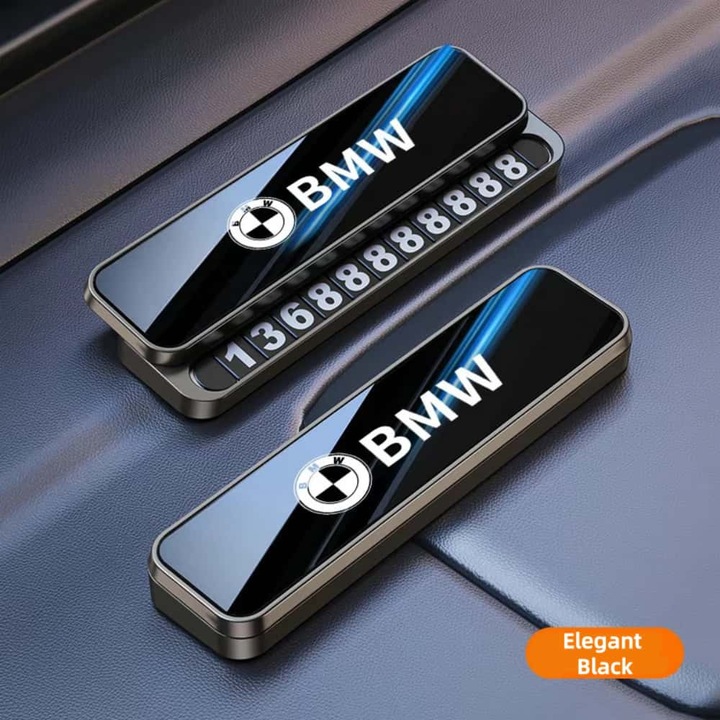 ARRRD® Placa de Parcare Temporara Auto Negru Elegant - Numere Deplasabile, Cadru Metalic, Compatibil cu BMW