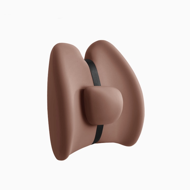 Perna Lombara Ergonomica Auto pentru Scaun, Suport Lombar, Perna Ortopedica, Design Anatomic pentru Confort Sporit, Reducerea Durerilor de Spate, Compatibila Universal pentru Masina, Birou sau Scaun Gaming, Maro, PriStyle®