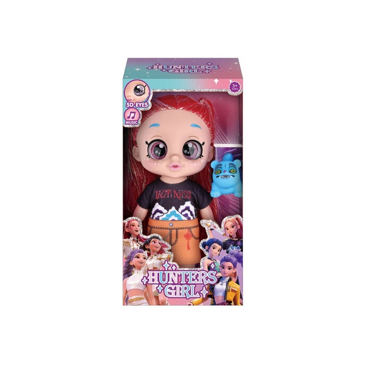 Papusa 5D K-POP Witch Hunt, 10 inch, par rosu, cu muzica, cutie colorata