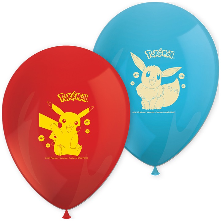 Set 8 Baloane Latex 28cm Pokemon 98396