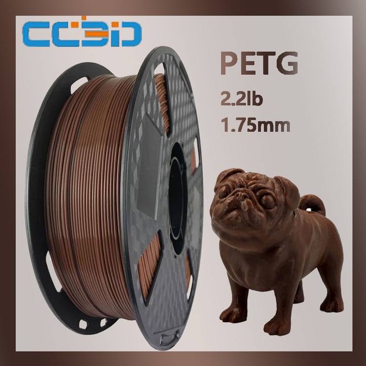 CC3D Maro filament 3D nyomtatókhoz PETG 1.75mm 1KG kezdőknek, kompatibilis a legtöbb nyomtatóval Barna nyomtatás PETG Barna