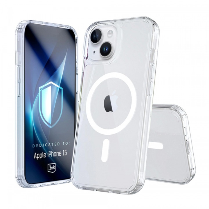 MagSafe tok az Apple iPhone 15-höz, 3MK, Armor MagCase, átlátszó