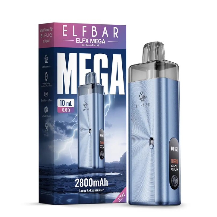 Kit Tigara Electronica ElfBar ELFX Mega 2800mAh Dual Mesh – Cyan