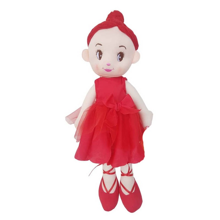 RCO WJ720835-R zenélő plüss balerina baba, piros