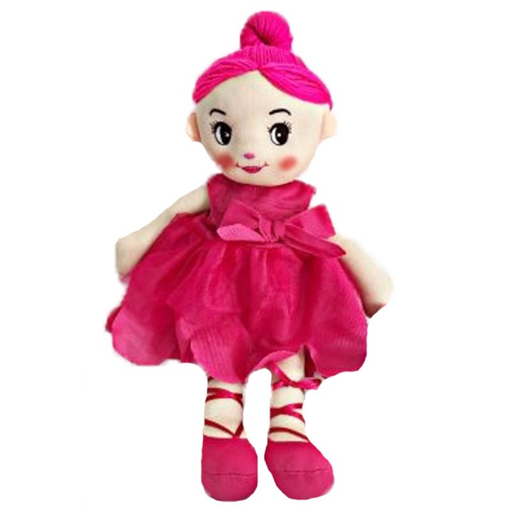 RCO WJ720835-F Zenélő plüss balerina baba, Fukszia
